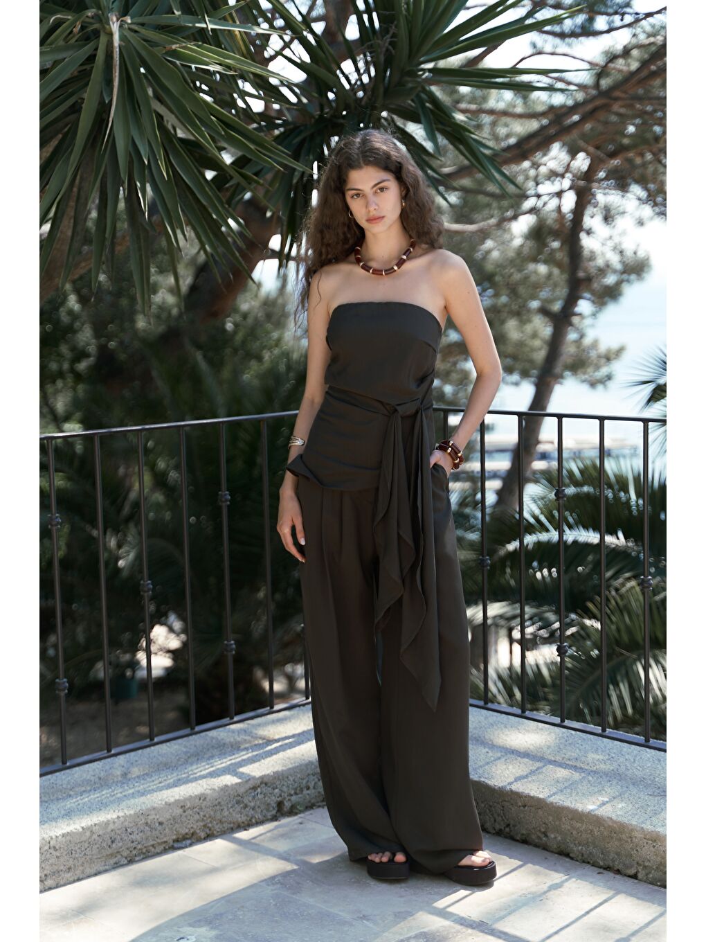 Kahverengi Mila Kahve Bluz Pantolon Takım