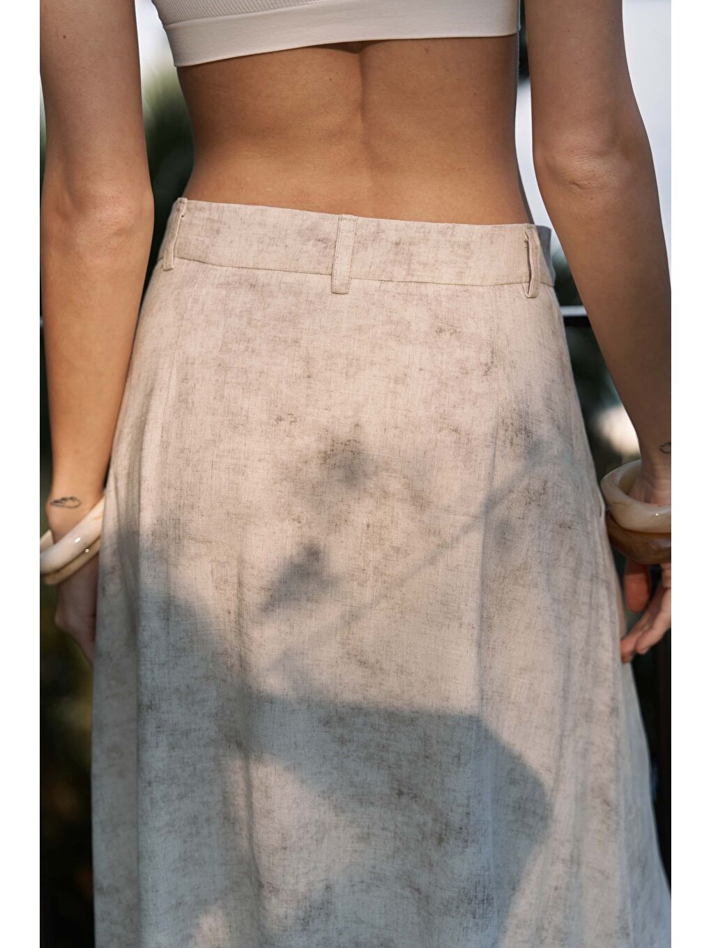 Garias Cepli Uzun Batik Desenli Bej Etek-7