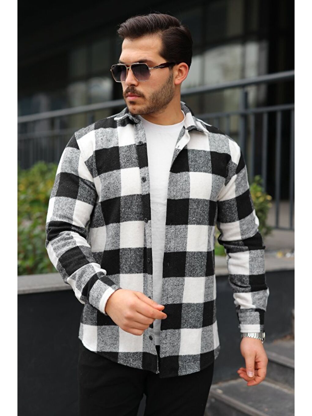 Siyah Erkek Ekose Desenli Oduncu Gömlek