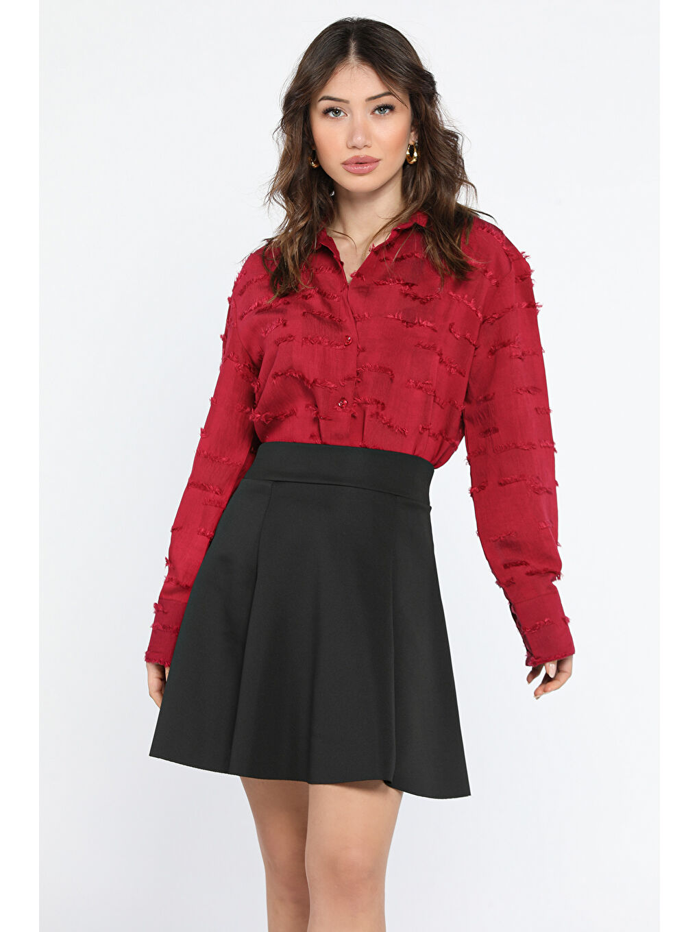 Siyah Kadın Kiloş Mini Etek