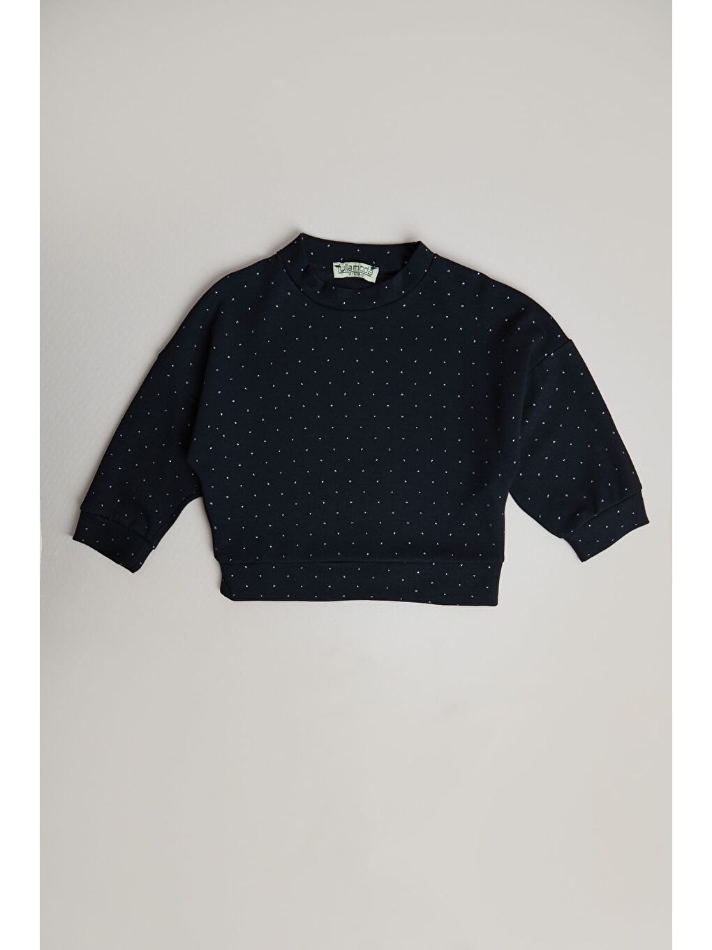 Siyah Puantiye Desenli Dik Yaka Flare Kız Çocuk 2 Li Takım-1