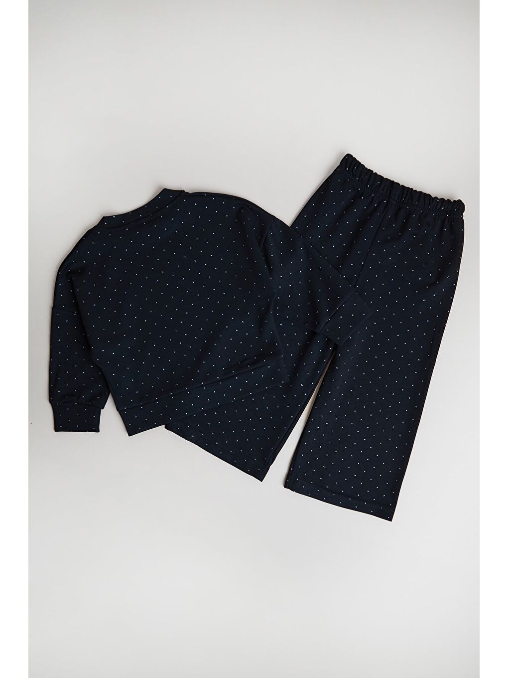 Siyah Puantiye Desenli Dik Yaka Flare Kız Çocuk 2 Li Takım-3