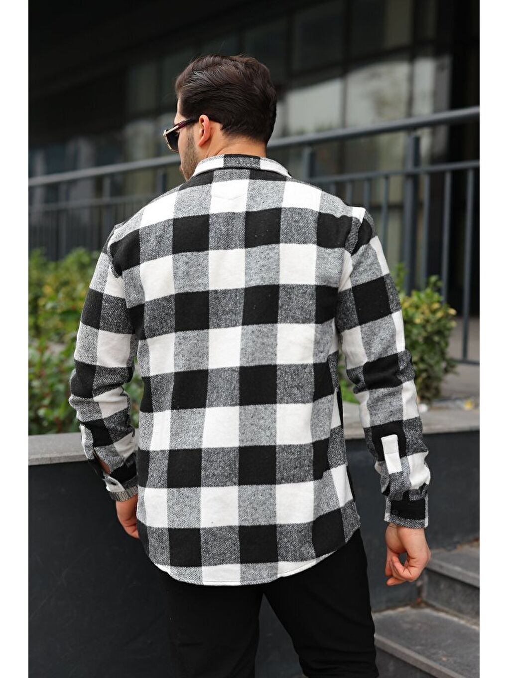 Siyah Erkek Ekose Desenli Oduncu Gömlek-3
