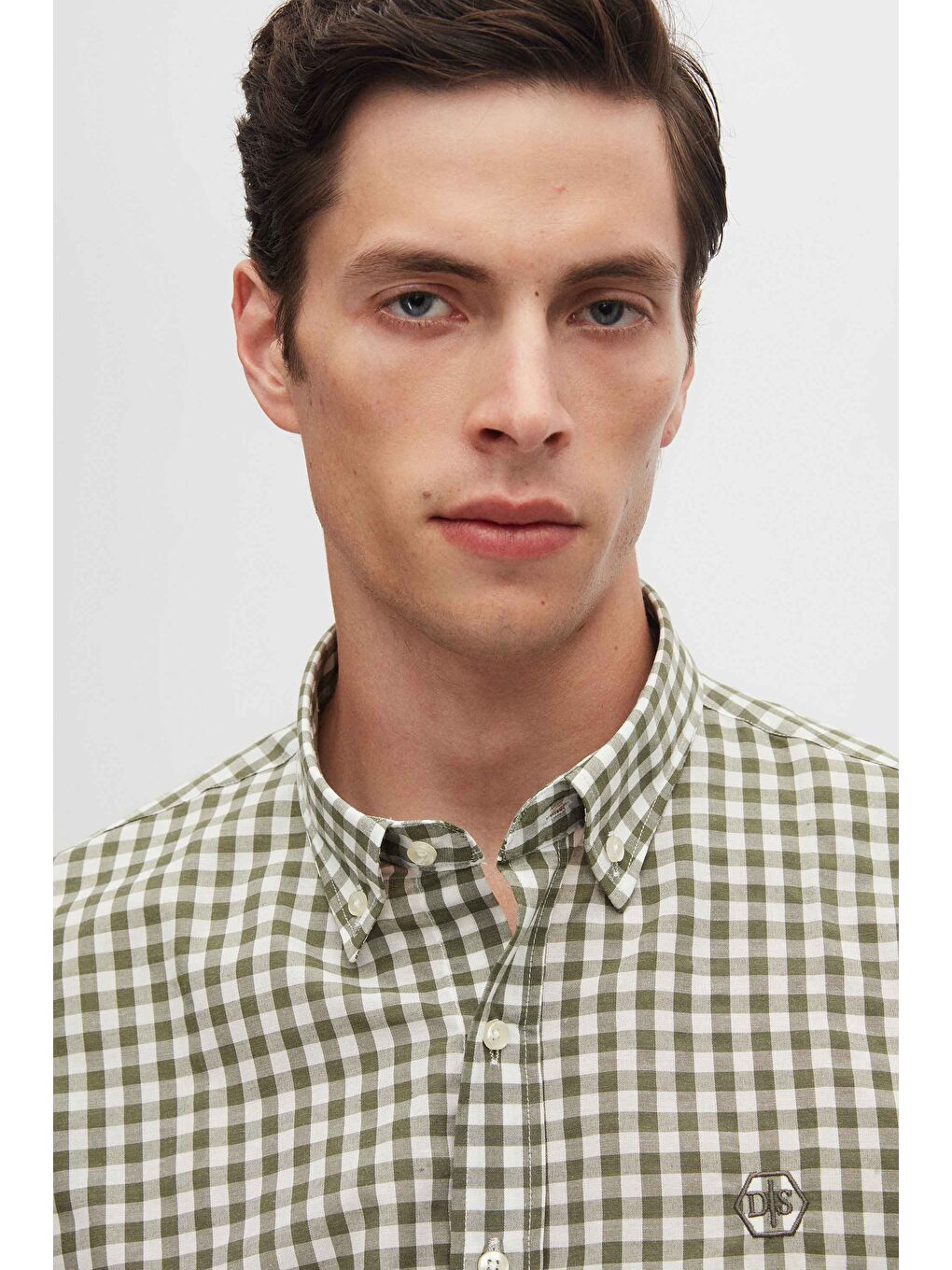 Slim Fit Yeşil Kareli Ekoseli Gömlek-2