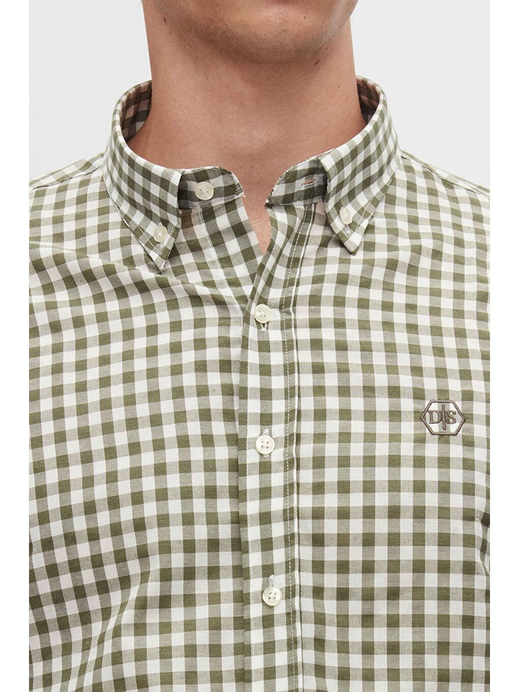 Slim Fit Yeşil Kareli Ekoseli Gömlek-3