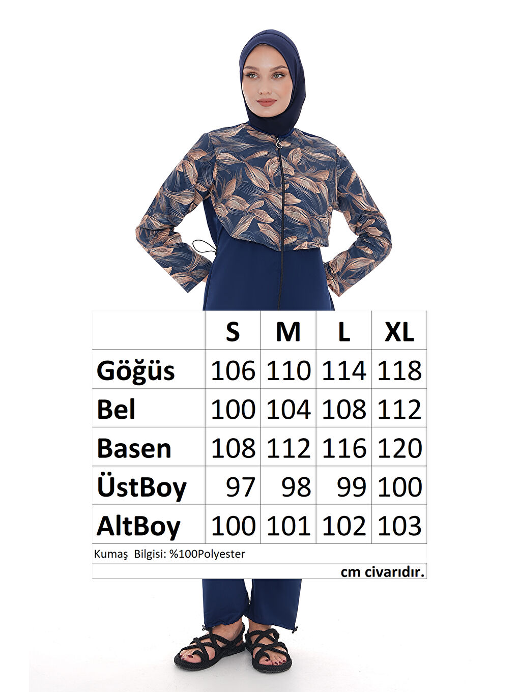 Paraşüt Tam Kapalı Tesettür Mayo Aller 2403 Lacivert-1