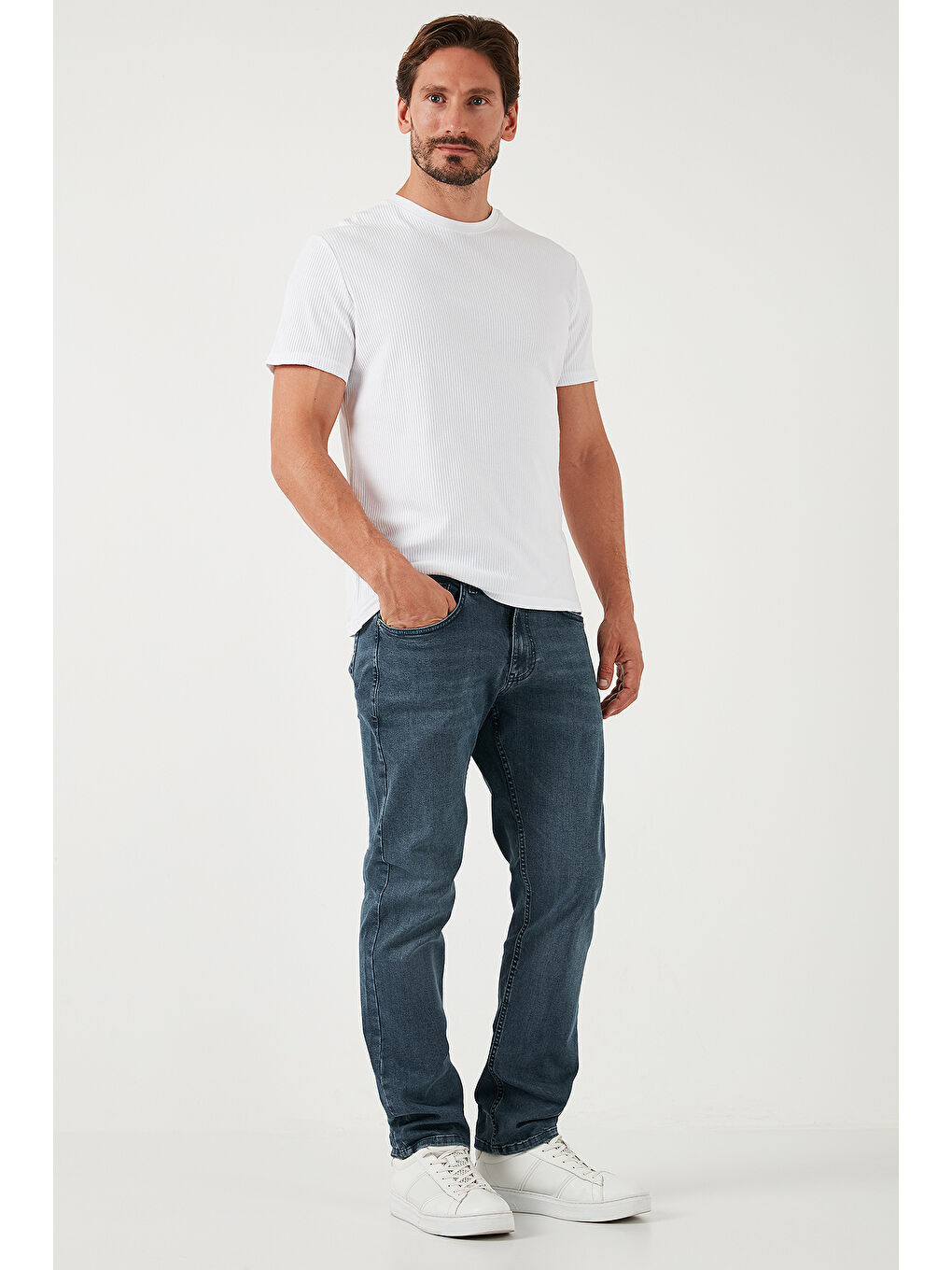 Buratti Mavi Pamuklu Yüksek Bel Comfort Fit Boru Paça Erkek Jeans 4400S02TEXAS - 3