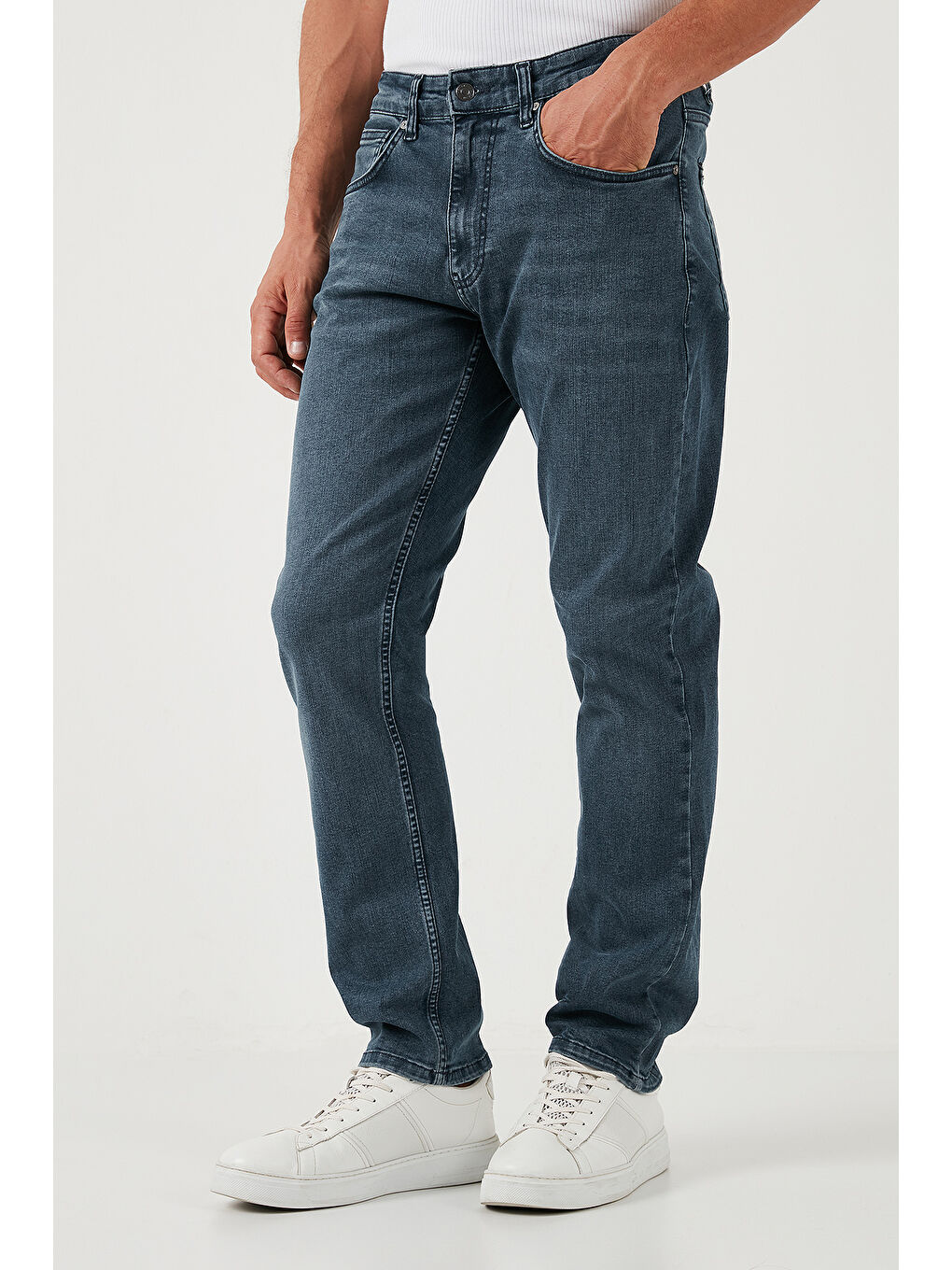 Buratti Mavi Pamuklu Yüksek Bel Comfort Fit Boru Paça Erkek Jeans 4400S02TEXAS - 4