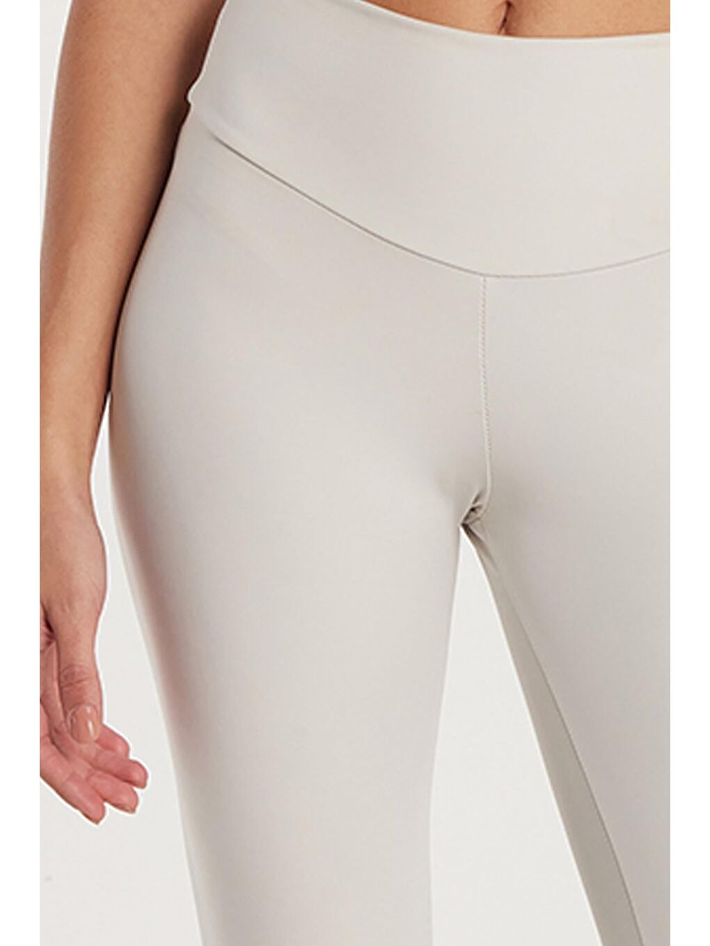 Kadın Süper Slim Beli Lastikli İnterlok Standart Boy Normal Bel Gri Tayt-2