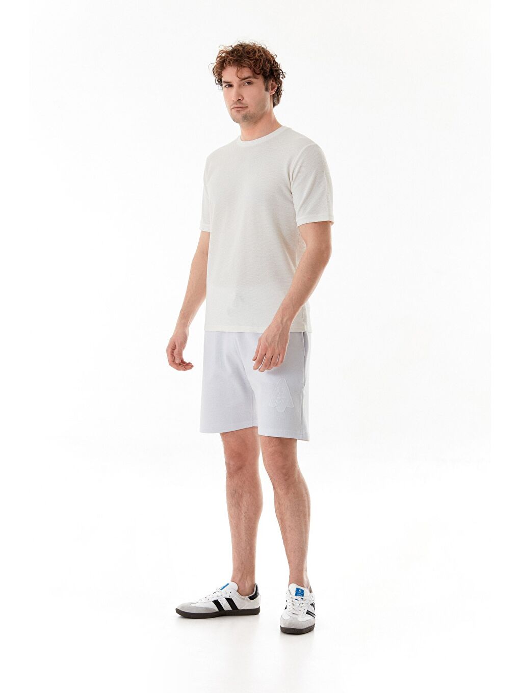 Ekru Petek Kumaş Bisiklet Yaka Tişört-4