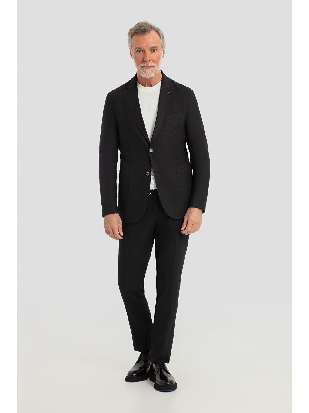 Mono Yaka Keten Takım Elbise Siyah-1