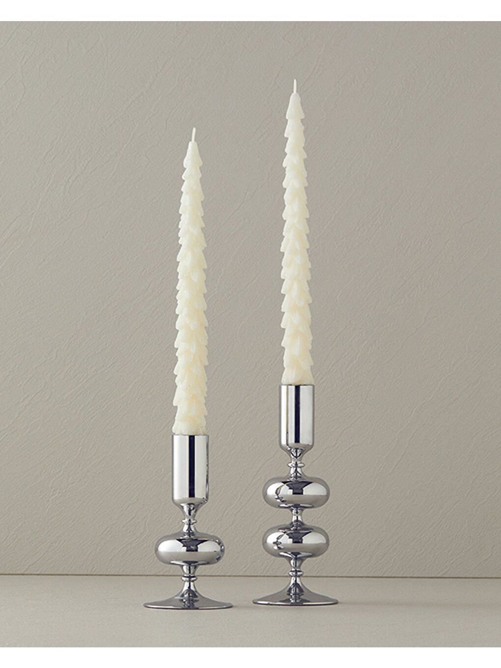 Christmas Tree 2'li Yılbaşı Mum 26,4x5,7x3,5 cm Ekru