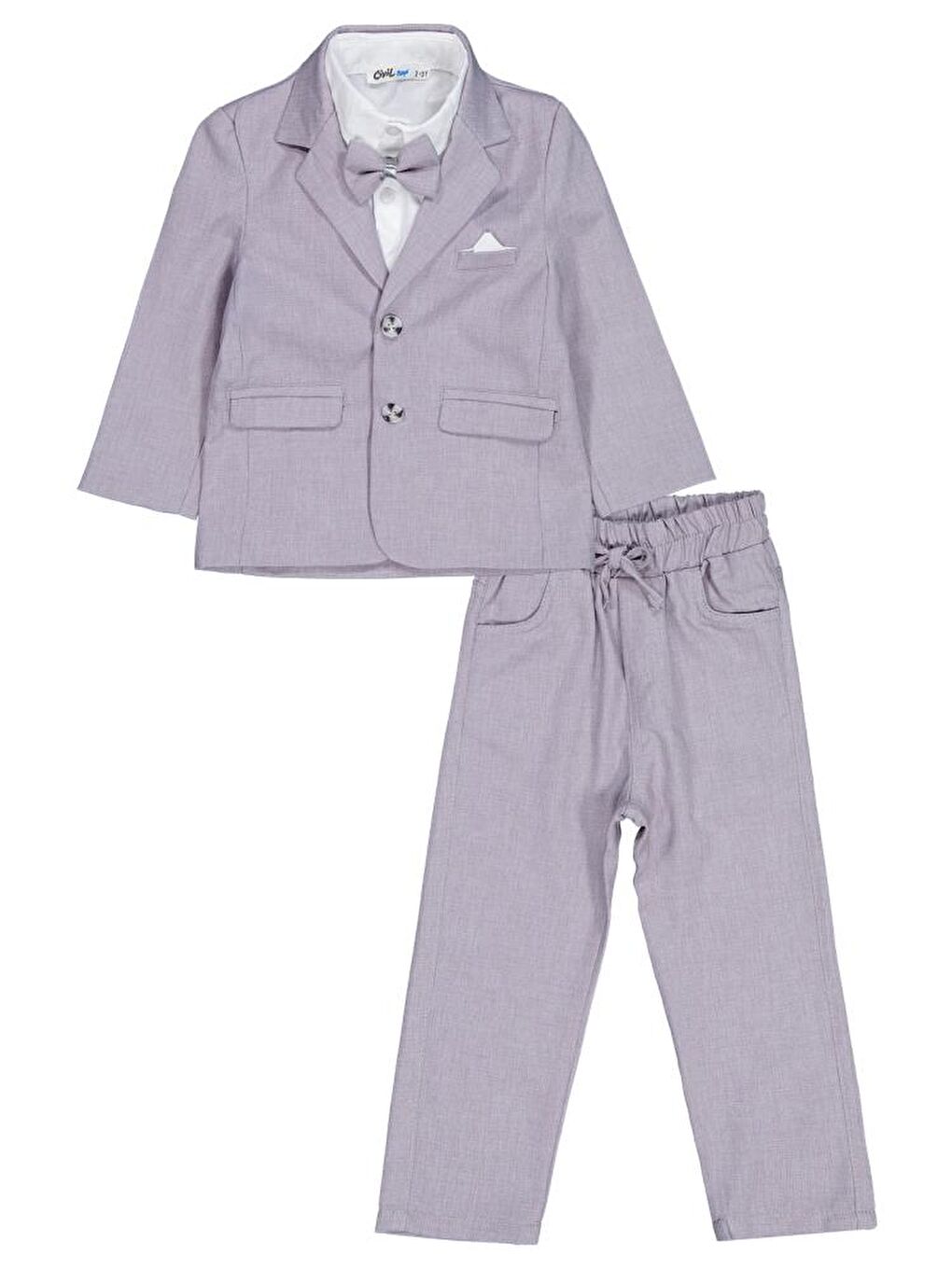 Boys Papyonlu Gömlekli 3 lü 2-5 Yaş Takım Elbise - Gri 2-3 Yaş