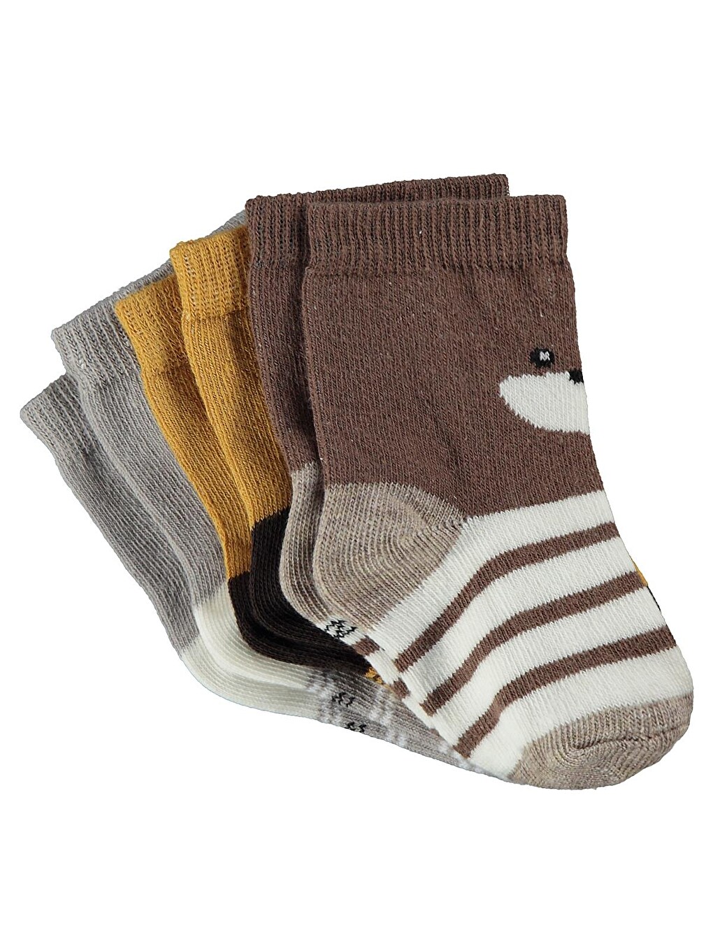 Beyaz Baby Face Animal 3'lü 6- Bebek Erkek Çorap Set - Standart-4