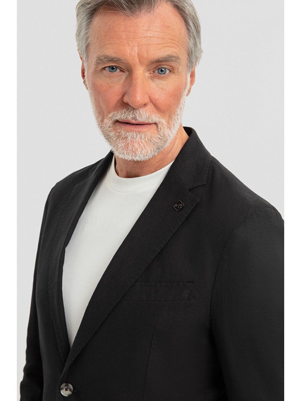 Mono Yaka Keten Takım Elbise Siyah-4