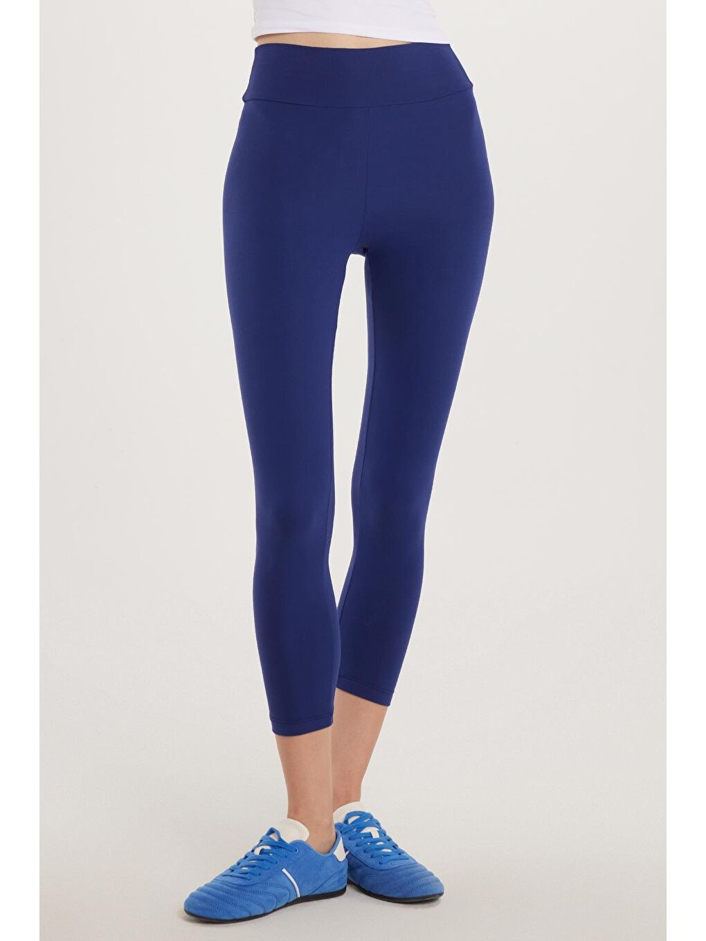 Kadın Slim Fit Dar Kesim İnterlok Lacivert Tayt