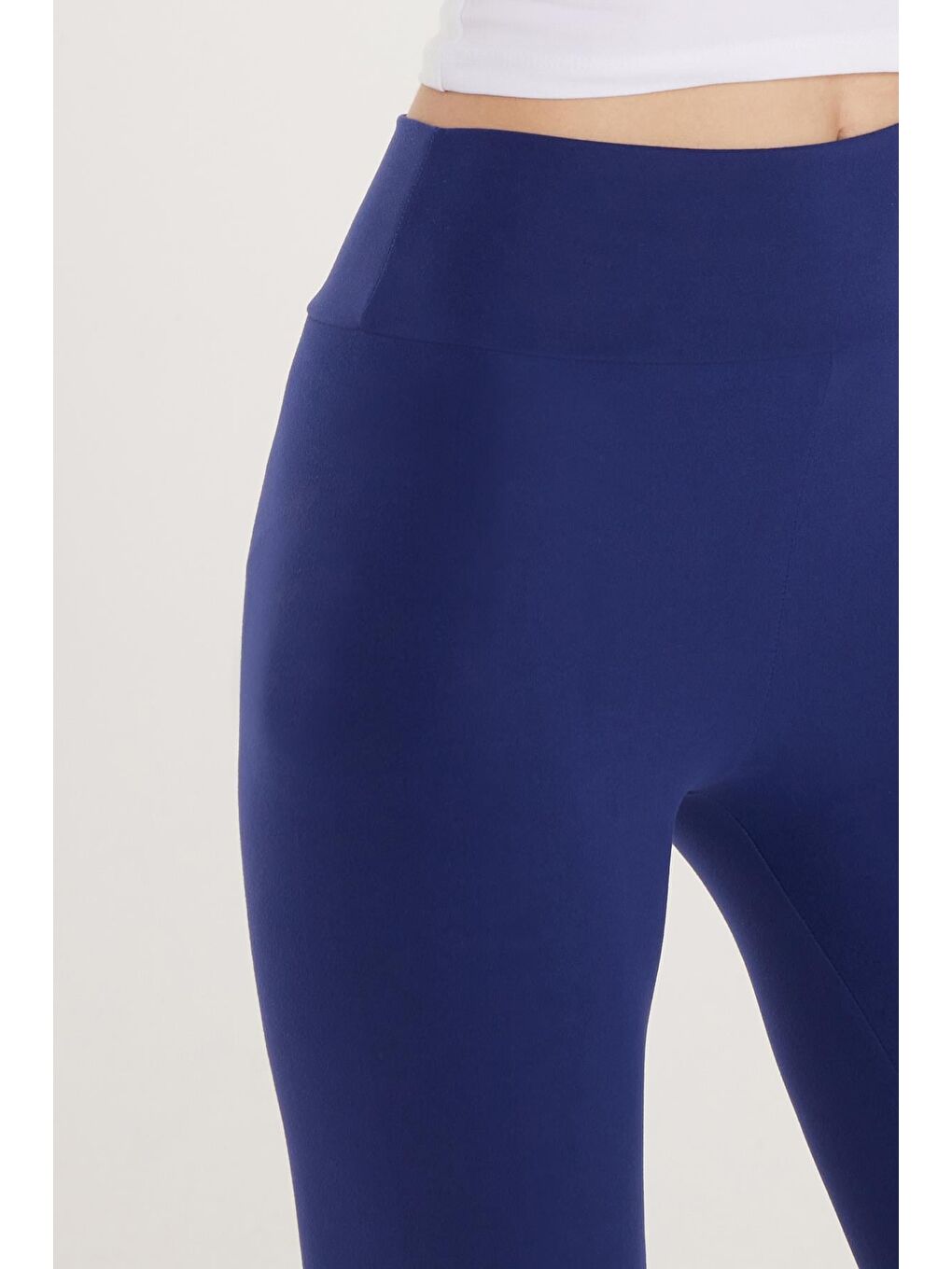 Kadın Slim Fit Dar Kesim İnterlok Lacivert Tayt-1
