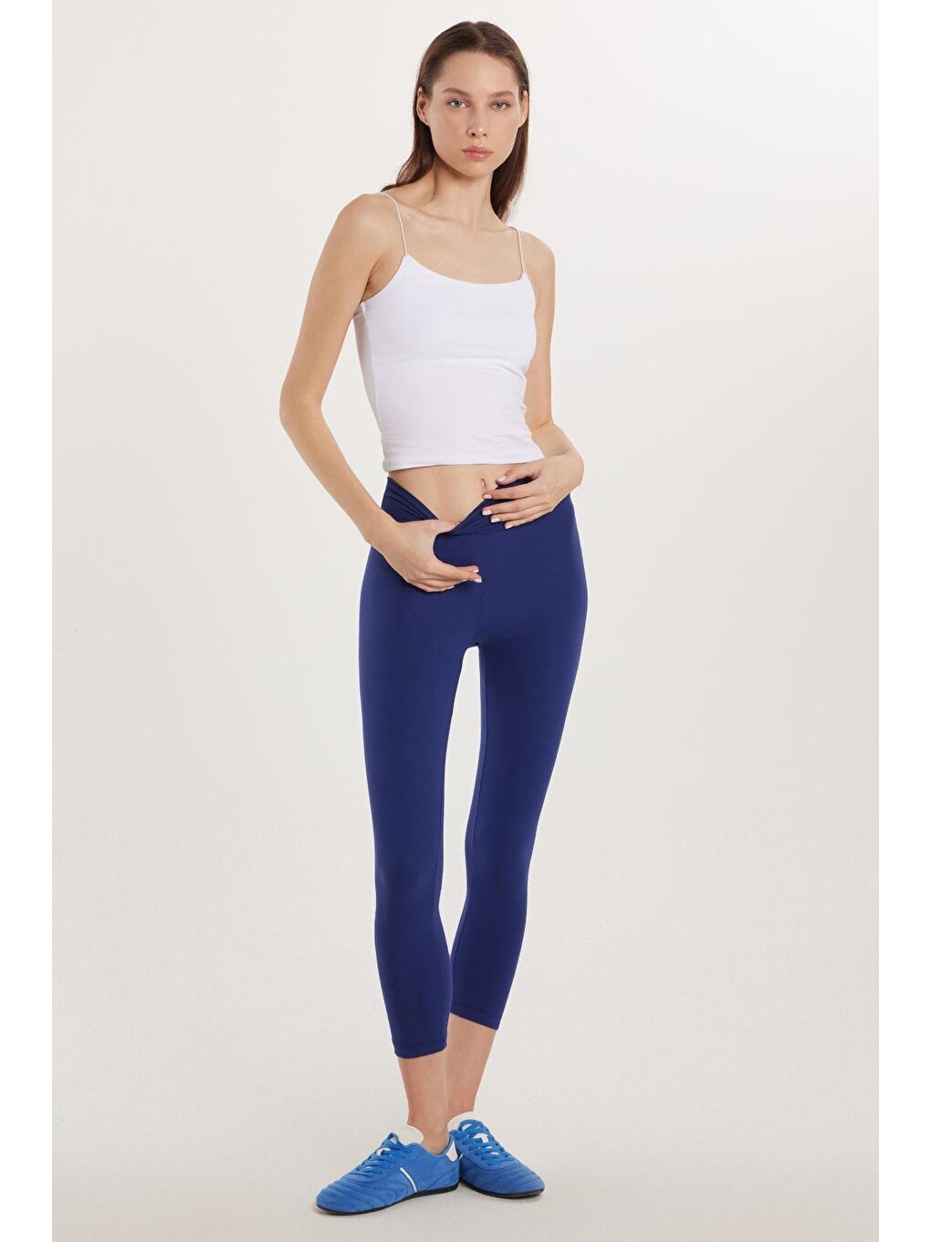 Kadın Slim Fit Dar Kesim İnterlok Lacivert Tayt-3