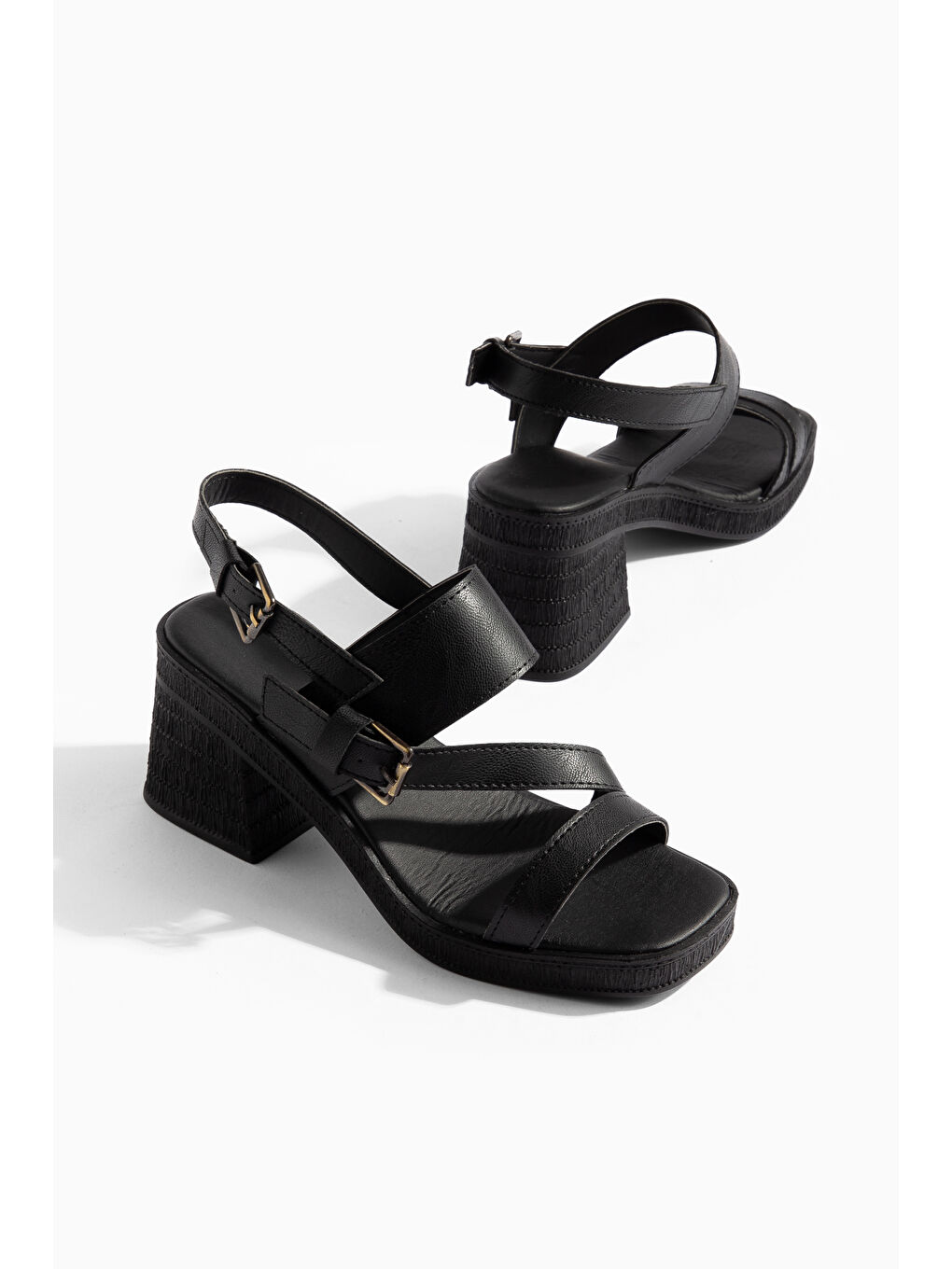 Siyah Loske Günlük Ortopedik Klasik Topuklu Kadın Ayakkabı-4