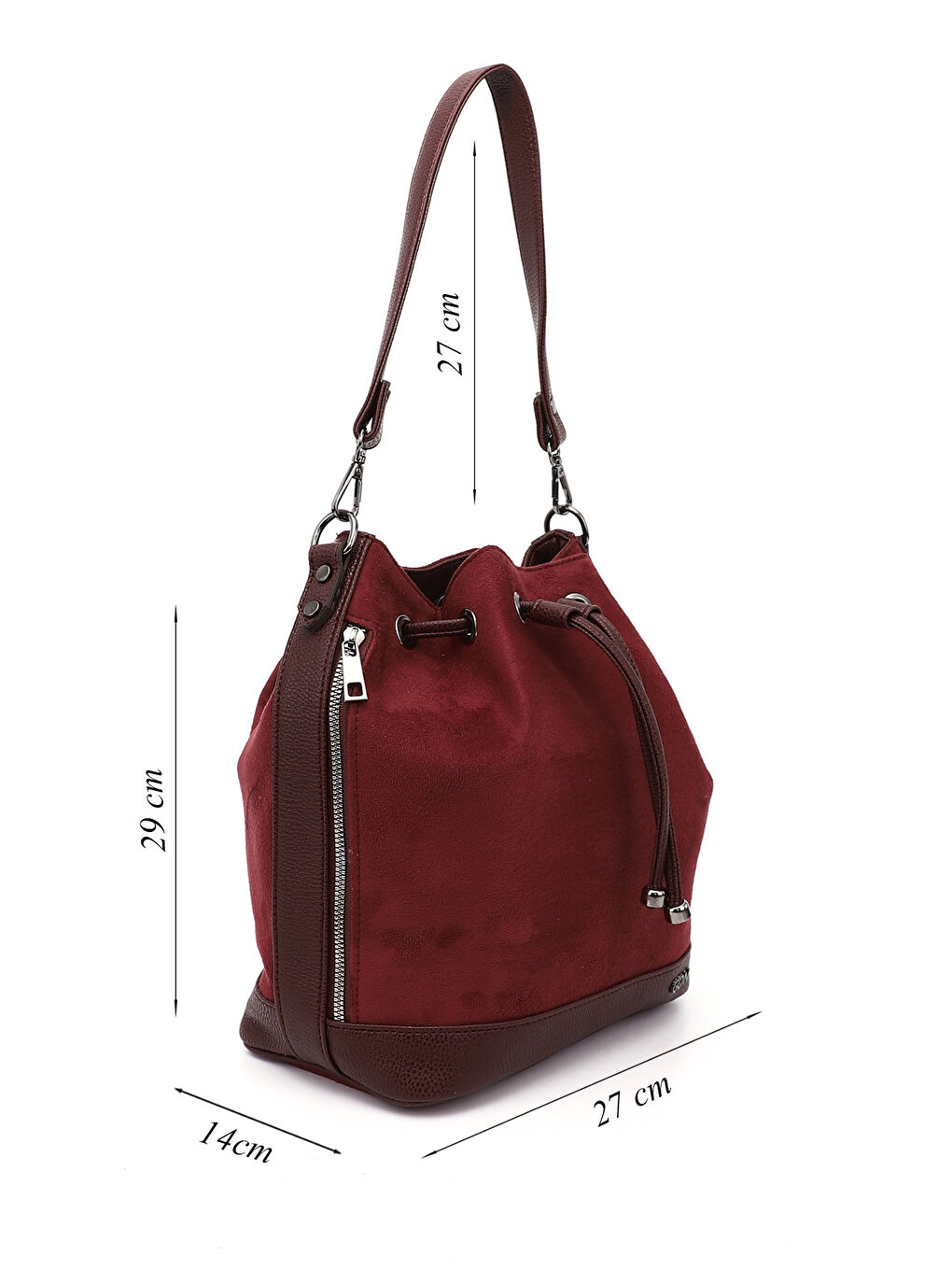 Bordo Kadın AÇIK BORDO Büzgülü Omuz ve Sırt Çantası-1