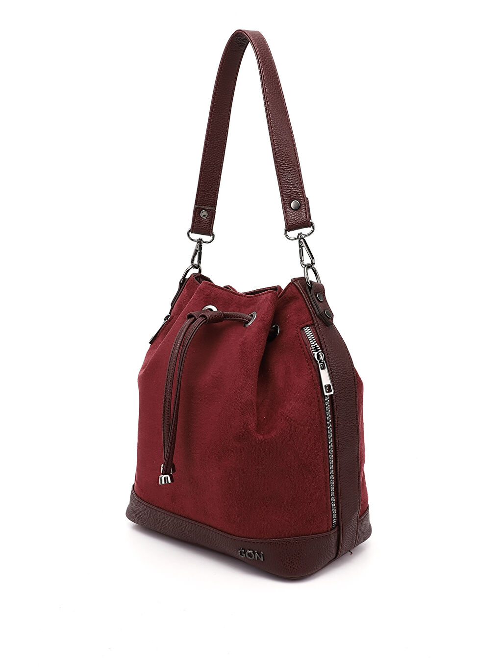 Bordo Kadın AÇIK BORDO Büzgülü Omuz ve Sırt Çantası-2