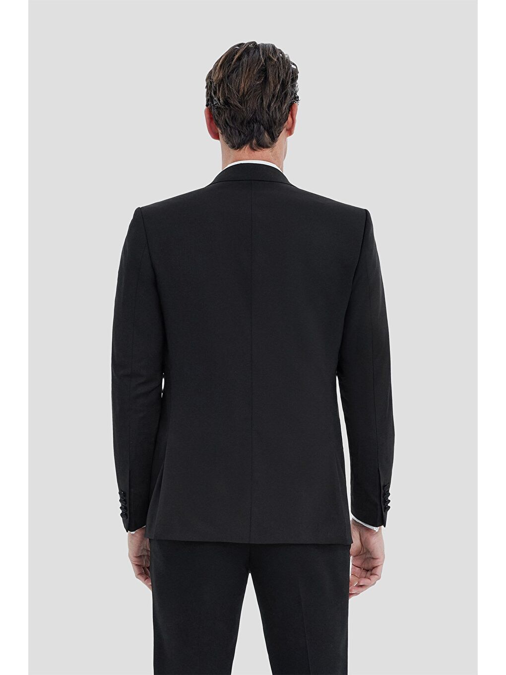 Erkek Siyah Regular Fit Şal Yaka 6 Drop Smokin Takım Elbise-2