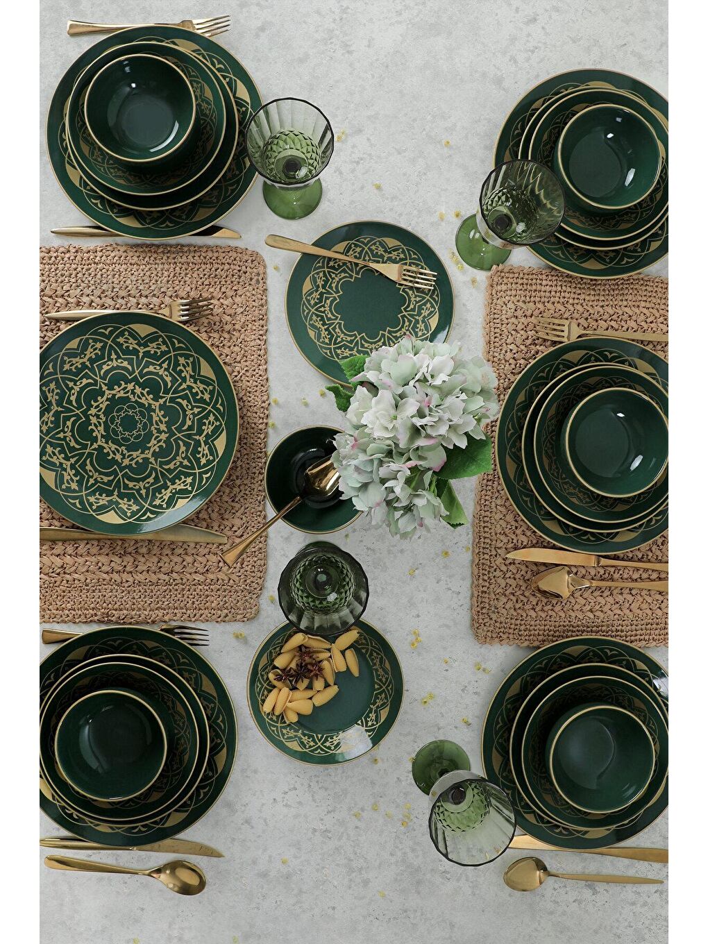 Yeşil Hatırat Yemek Takımı 24 Parça 6 Kişilik-4