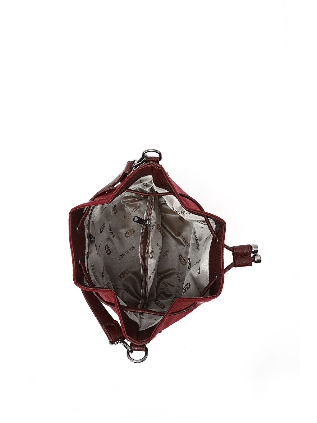 Bordo Kadın AÇIK BORDO Büzgülü Omuz ve Sırt Çantası-4