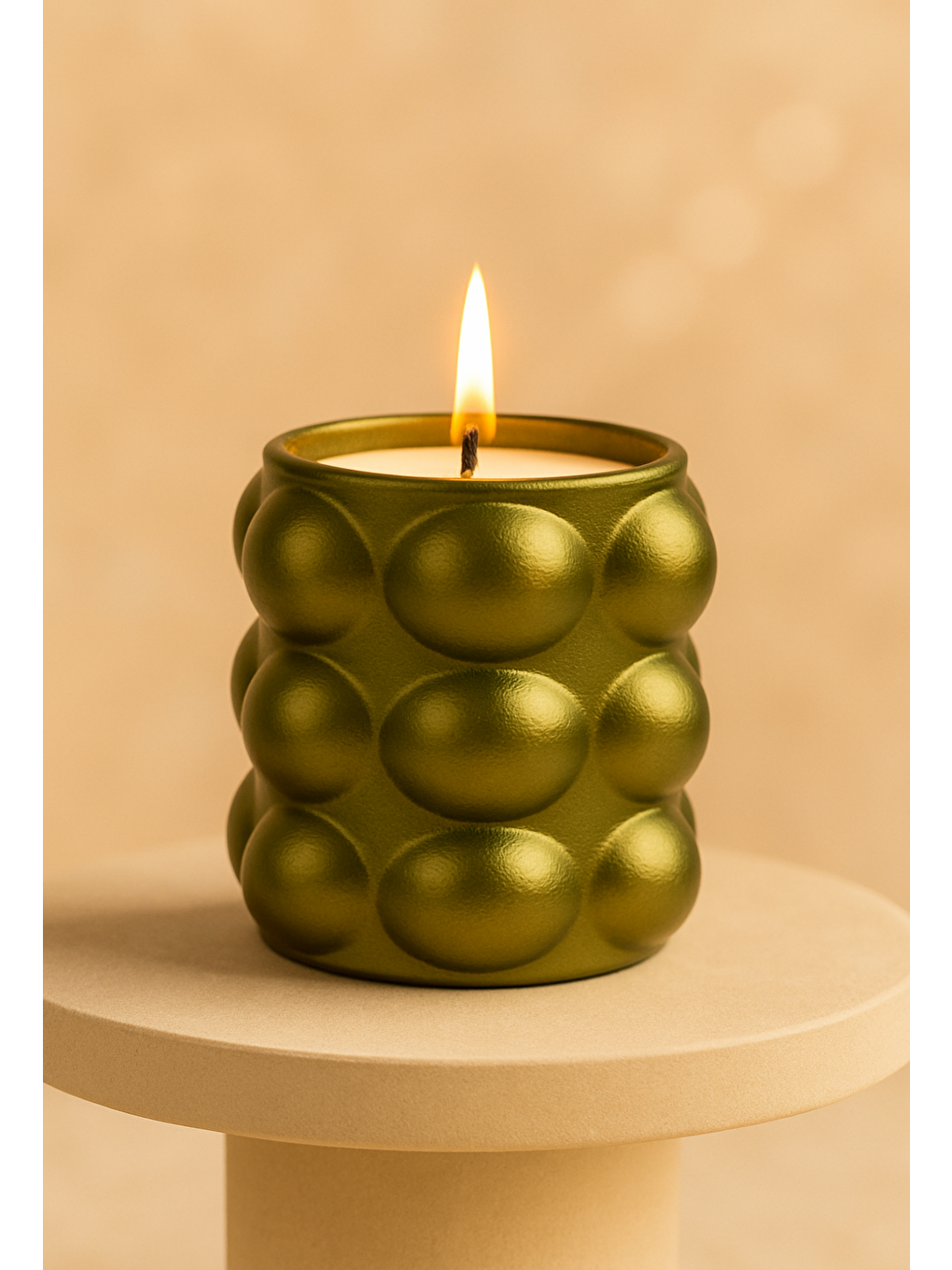Yeşil El Yapımı Dekoratif Beton Mum