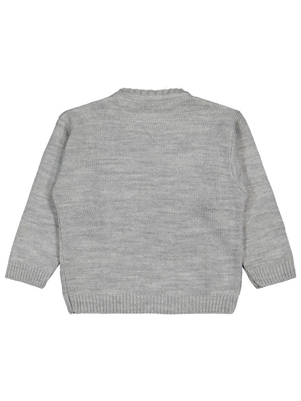 Girls Büyük Çiçek Desenli 2-5 Yaş Kazak - Gri 4-5 Yaş-1