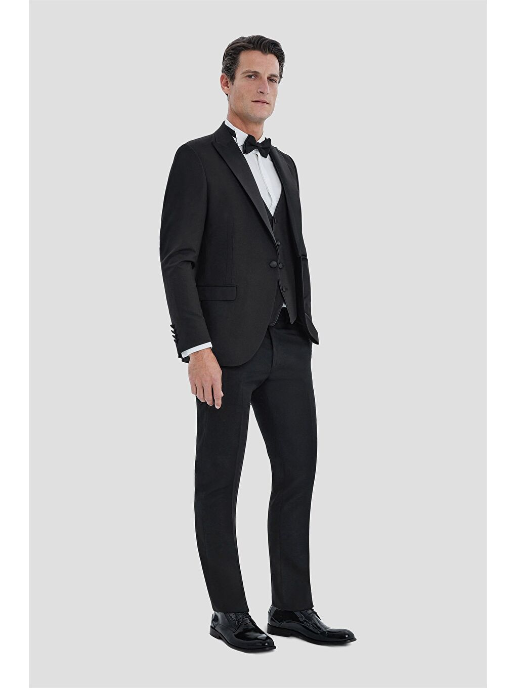 Erkek Siyah Regular Fit Şal Yaka 6 Drop Smokin Takım Elbise-6