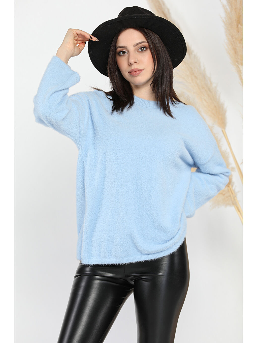 Mavi Bisiklet Yaka Kadın Sakallı Triko Kazak-1