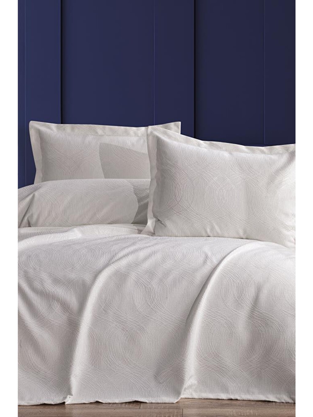 Ekru Aren 3 Parça Çift Kişilik Pike Takımı 240x260 Krem