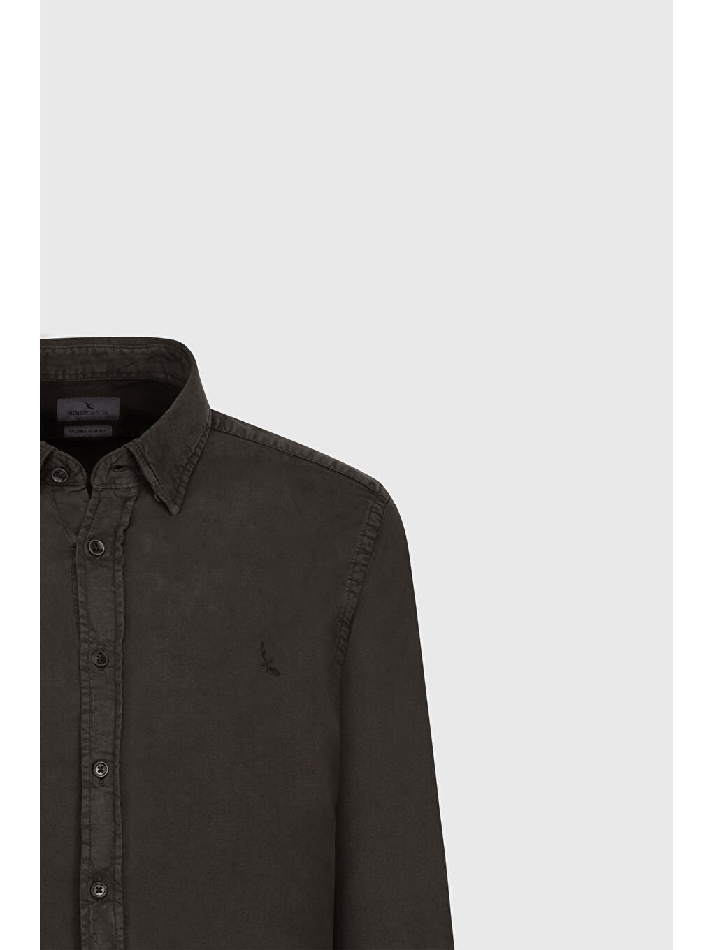 Erkek Kahverengi Slim Fit Dar Kesim Gizli Düğme Yaka Pamuklu Gömlek-1