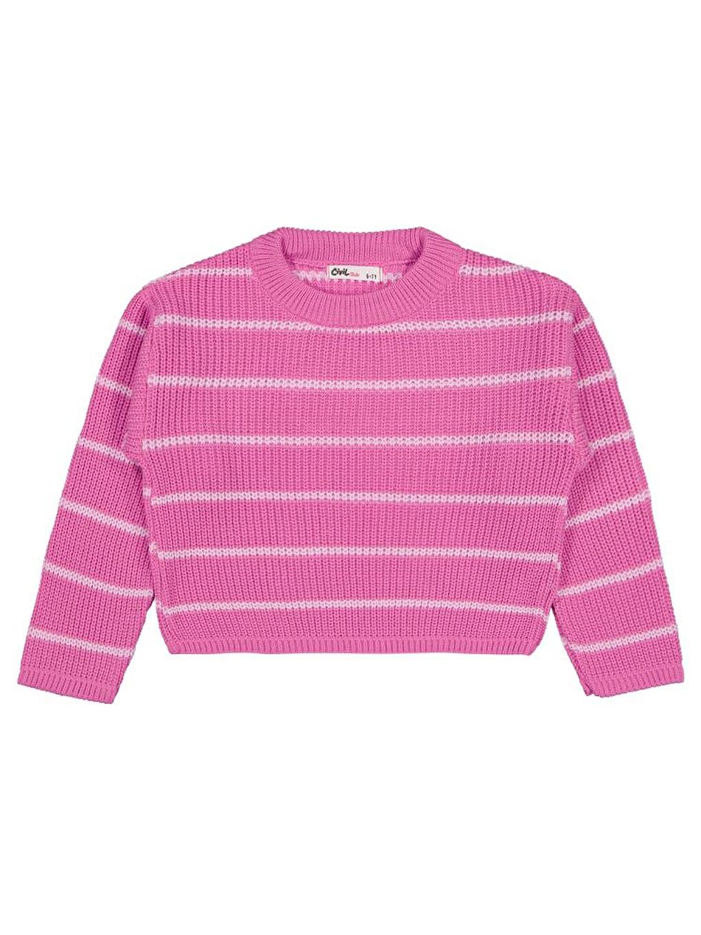 Girls Çizgili 6-9 Yaş Kazak - Pembe7-8 Yaş