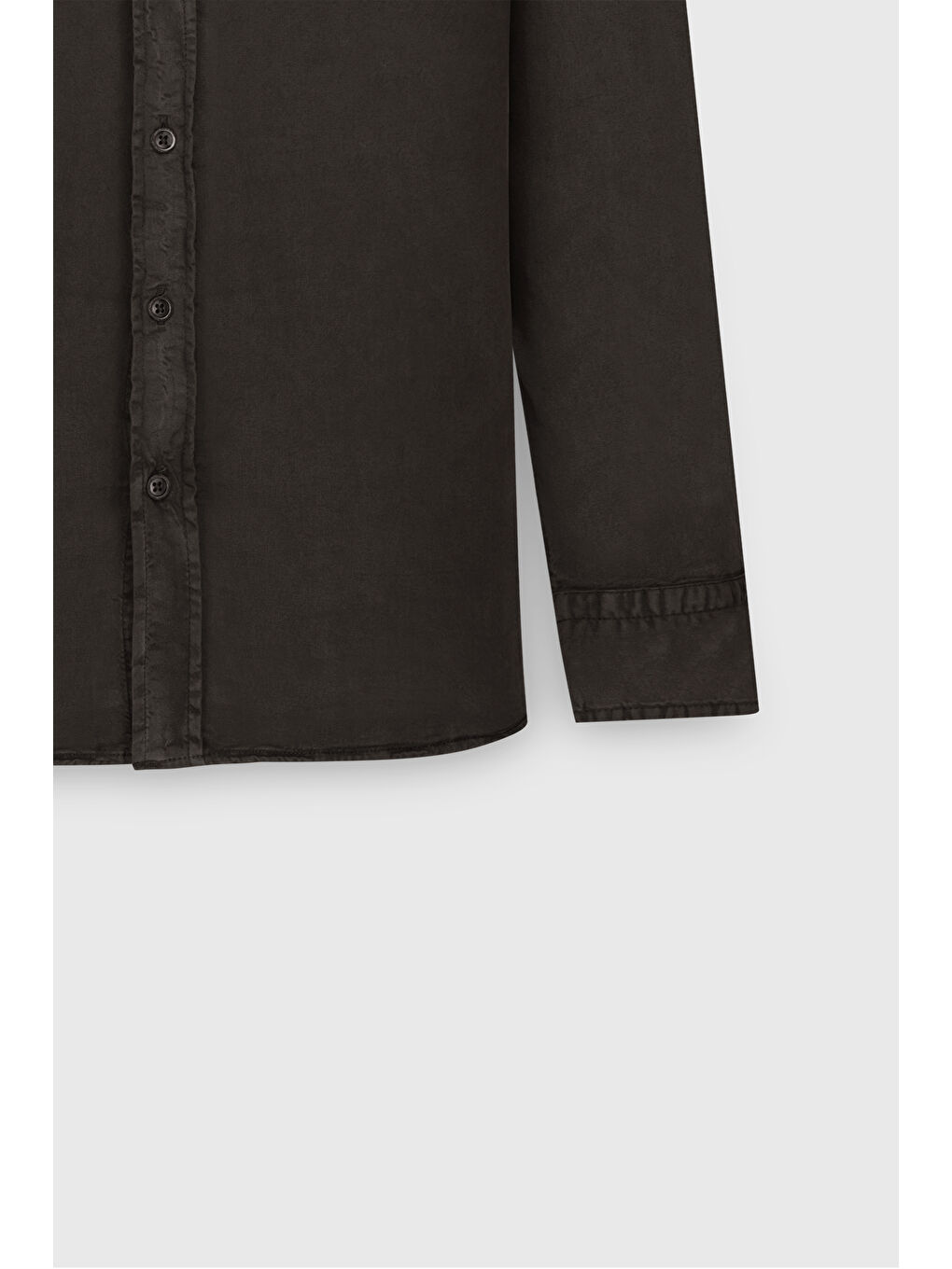 Erkek Kahverengi Slim Fit Dar Kesim Gizli Düğme Yaka Pamuklu Gömlek-2