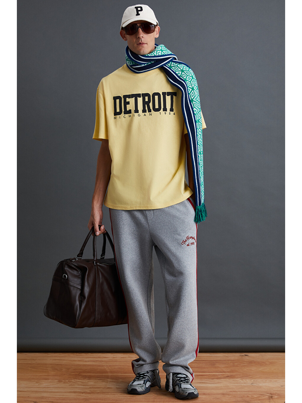 Sarı ATLANTA Erkek %100 Pamuklu Kısa Kollu Baskı Detaylı SARI T-Shirt-1