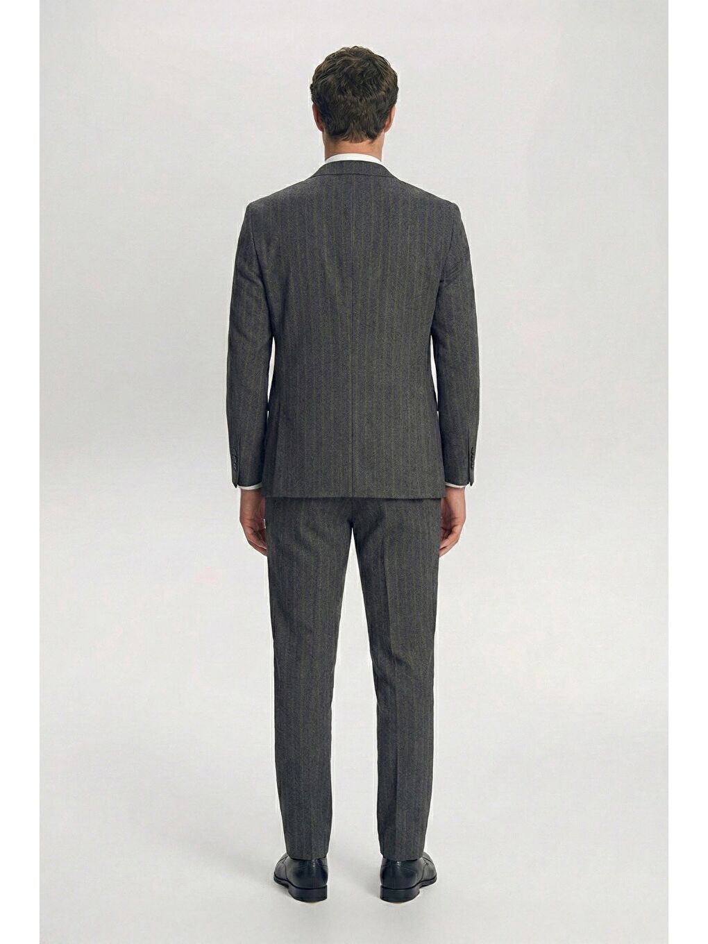 Giotelli Koyu Lacivert Yelekli Çizgili Mono Yaka Roma Kalıp 8 Drop Tam Astarlı Erkek Takım Elbise Rm-3