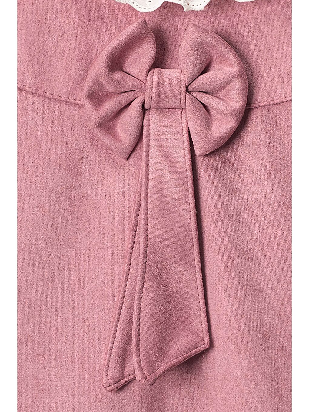 Pembe Kız Çocuk Fiyonk Detaylı İkili Süet Elbise ELB.1001-2