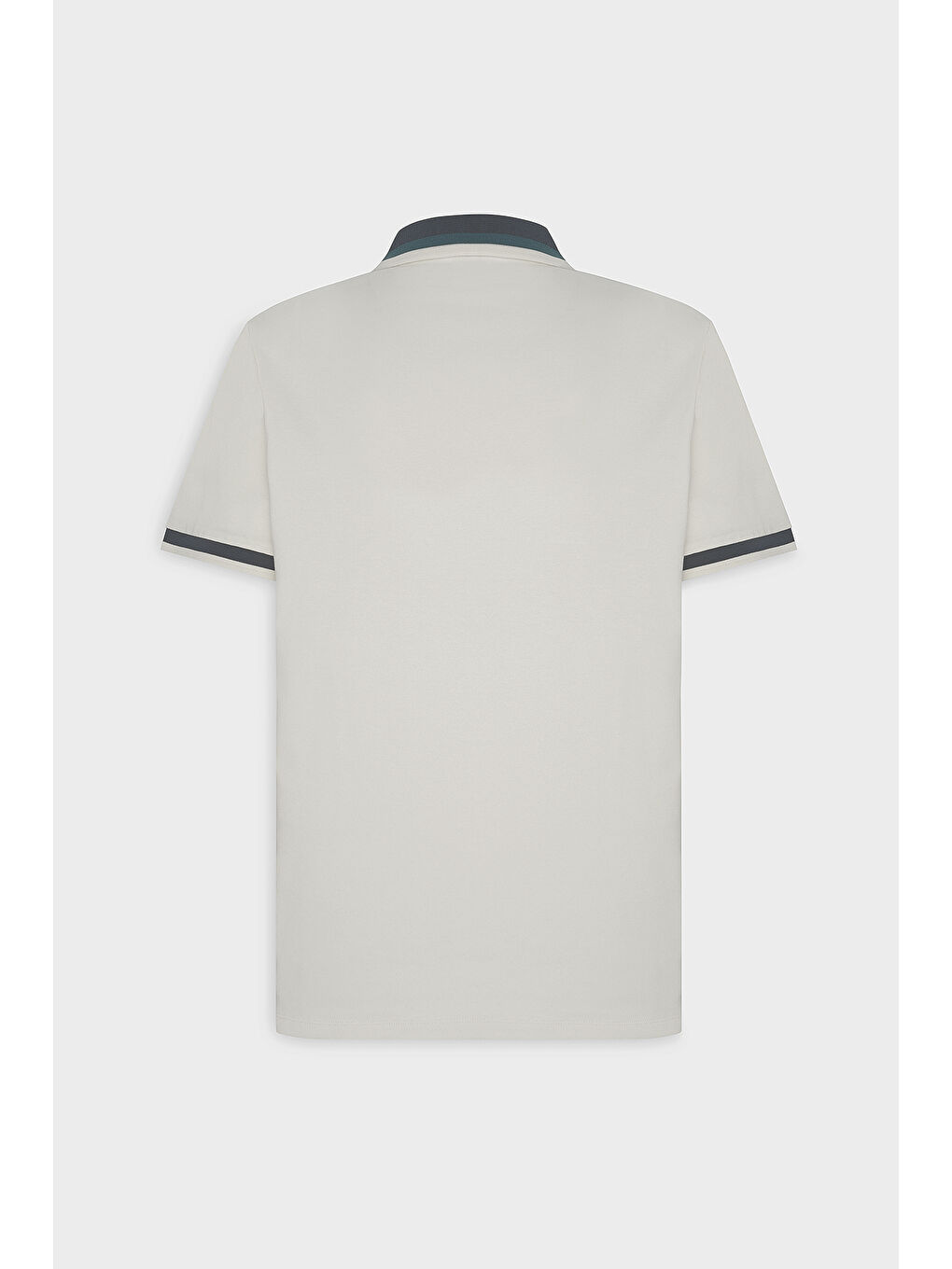 Erkek Ekru-Lacivert Regular Fit Polo Yaka %100 Pamuk Tişört-2