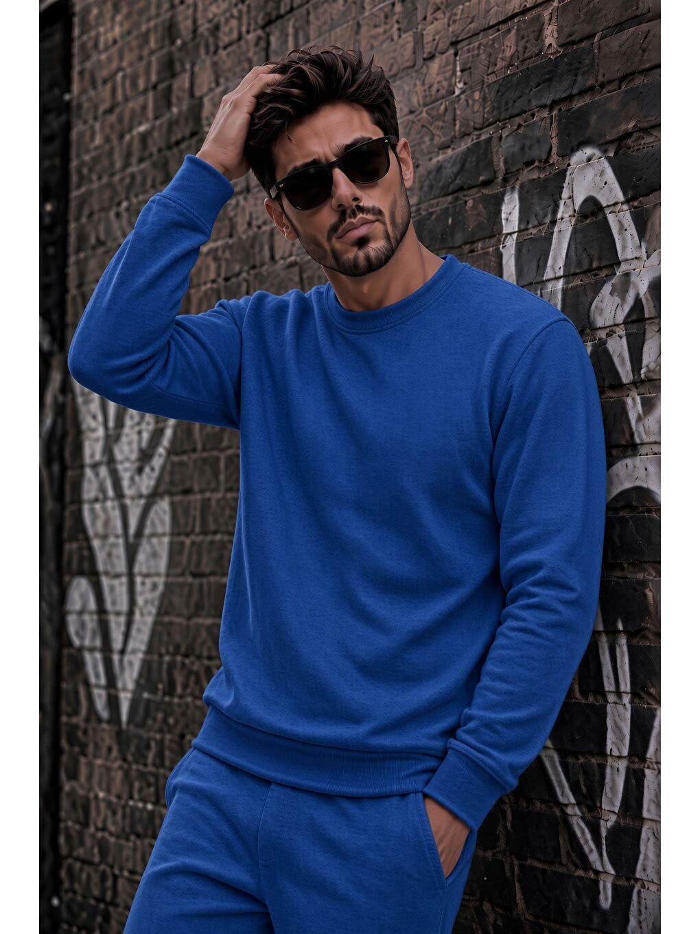Mavi John Erkek İki İpli Şardonlu Düz Renk Günlük Bisiklet Yaka Sweatshirt-1