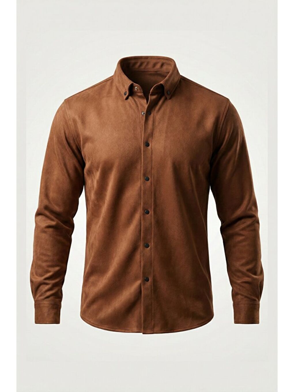 Kahverengi Erkek Uzun Kollu Süet Gömlek-1