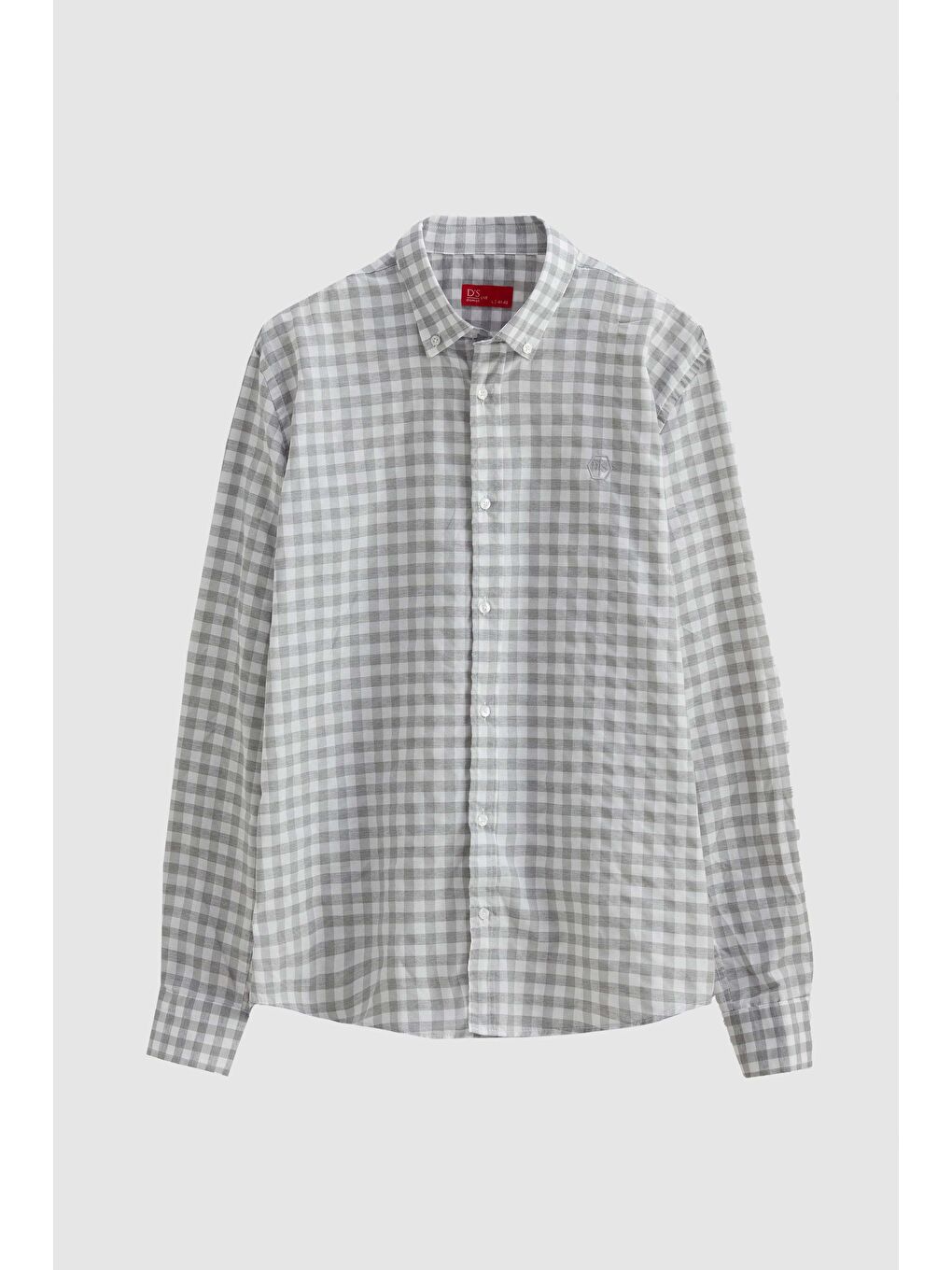 Slim Fit Gri Kareli Ekoseli Gömlek-4