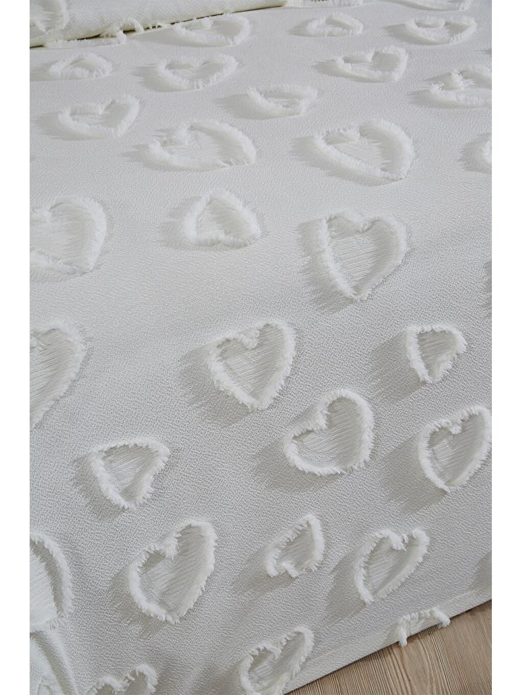Ekru Pure Love 3 Parça Çift Kişilik Pike Takımı Krem-5