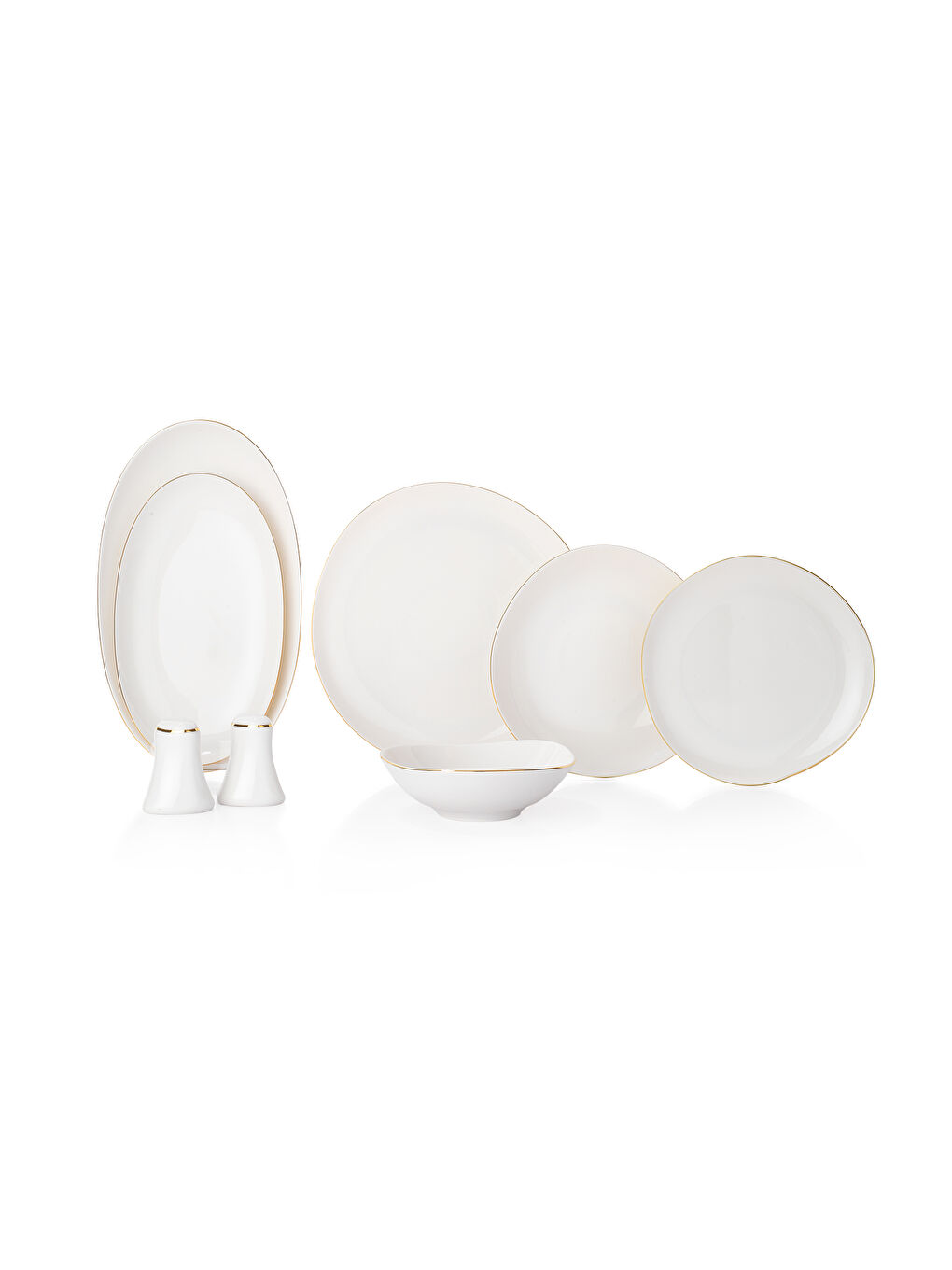 Beyaz Ella Yemek Takımı 56 Parça-Altın