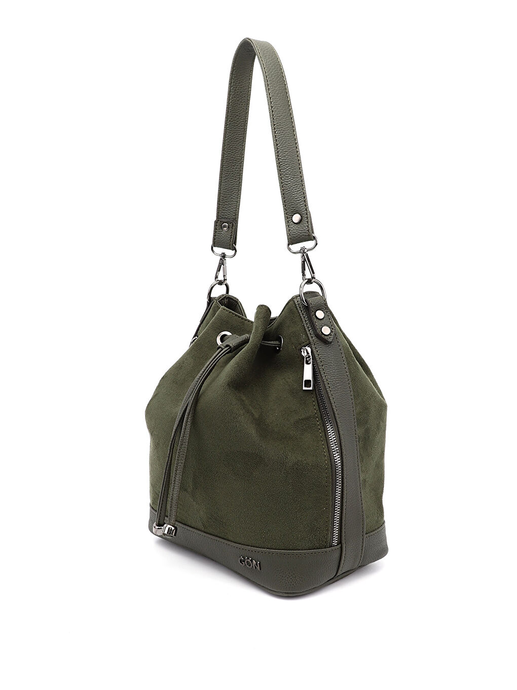 Haki Kadın KOYU HAKİ Büzgülü Omuz ve Sırt Çantası-2