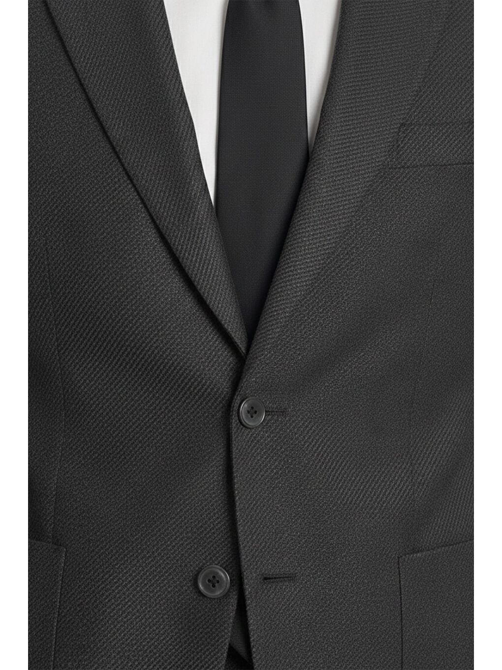 Erkek Antrasit Slim Fit Sivri Yaka Diyagonal Desenli 6 Drop Tam Astarlı Takım Elbise-2