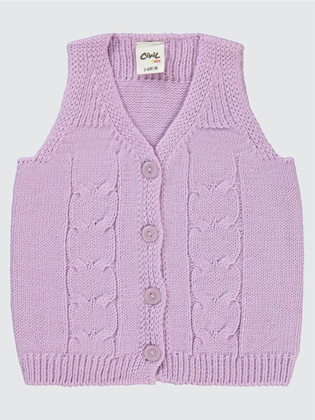 Baby Saç Örgülü 3-18 Ay Yelek - Lila 9-12 Ay