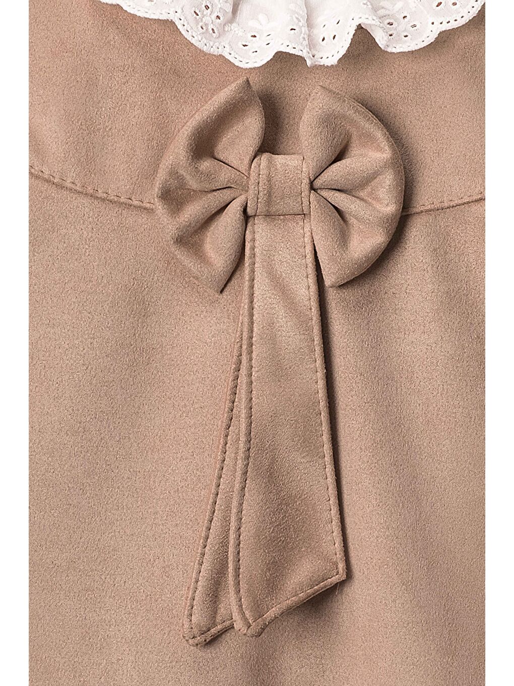 Kahverengi Kız Çocuk Fiyonk Detaylı İkili Süet Elbise ELB.1001-2