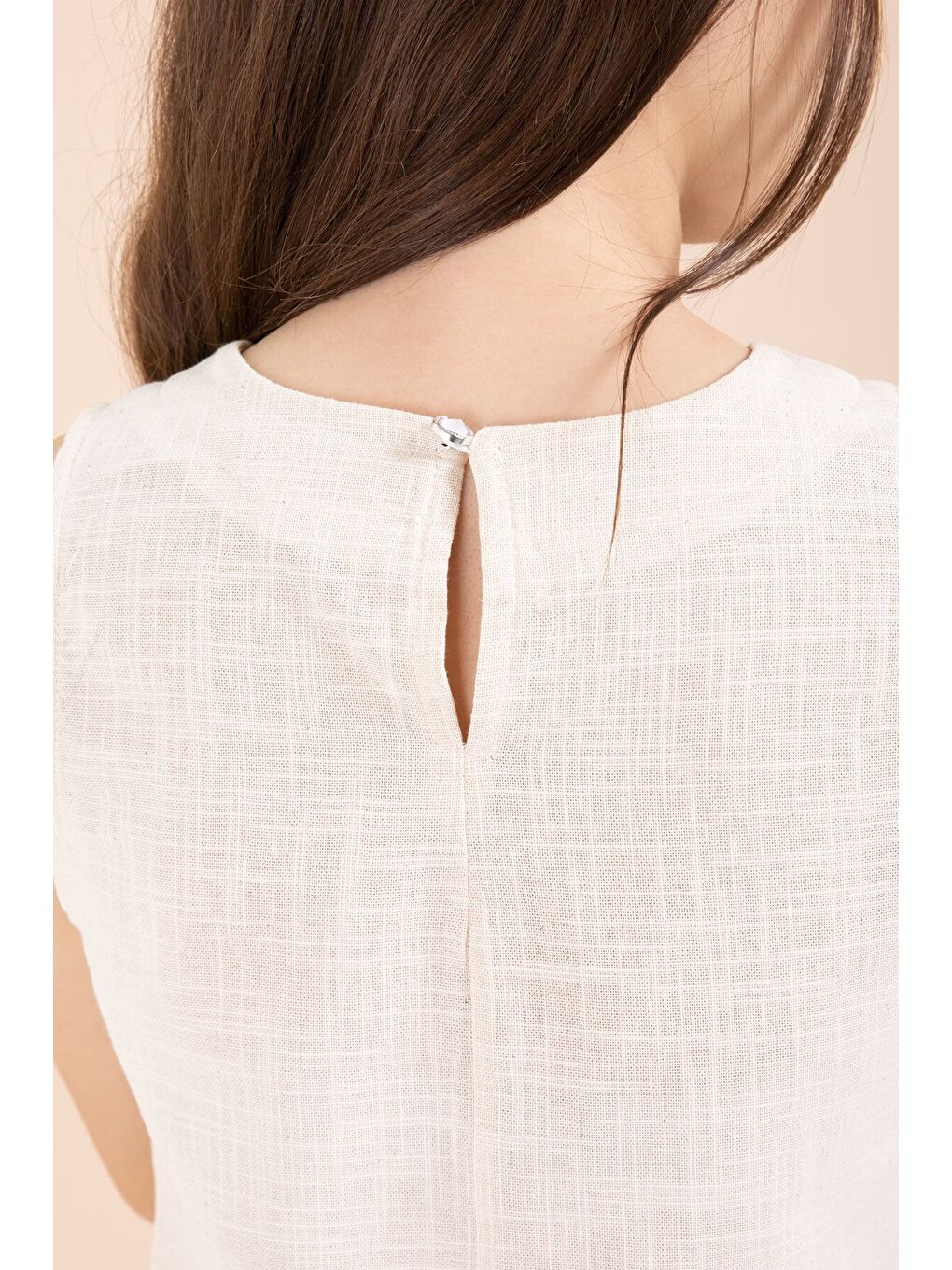 Ekru Krem Geniş Paça Pantolonlu Kız Çocuk Keten Croplu Takım 23448-4